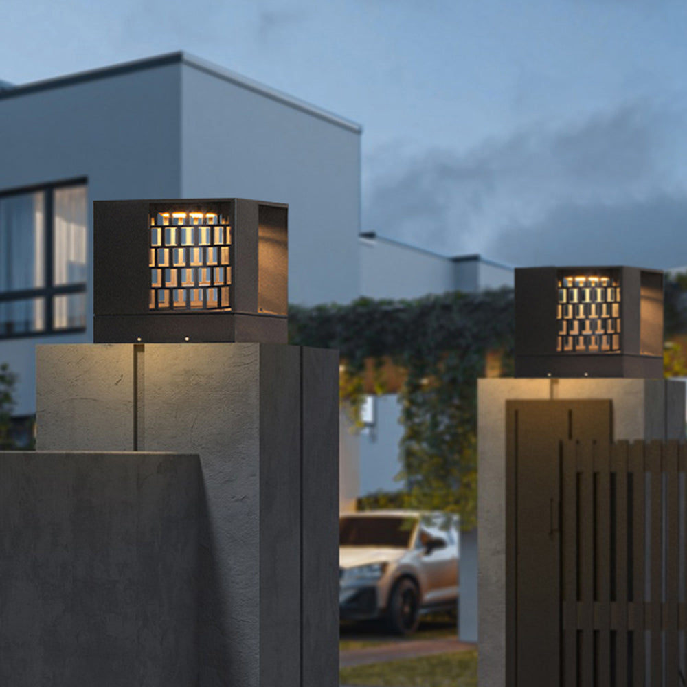 Ray Modern Pattern Metal Outdoor Table Lamps, Black