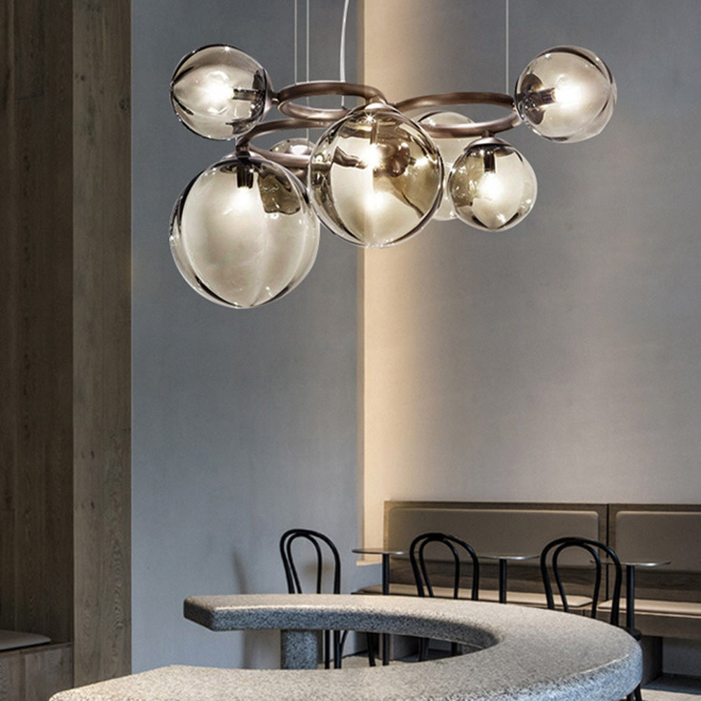 Valentina Modern Designe Wave Metal/Glass Pendant Light, White/Gold