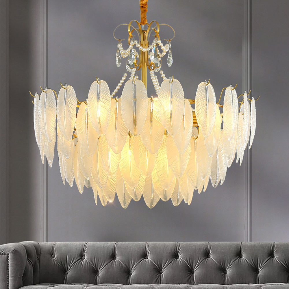 Kristy Elegant Pearl/Glass/Metal Chandelier, White