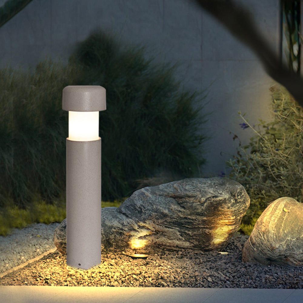 Ray Modern Metal Cylindrical Outdoor Path Light, Grey