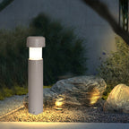 Ray Modern Metal Cylindrical Outdoor Path Light, Grey