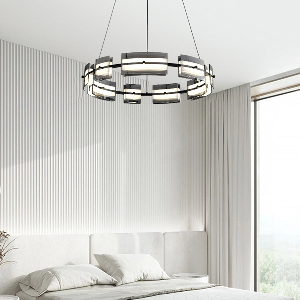 Arisha Minimalist Ring Metal Pendant Light,Black/Gold