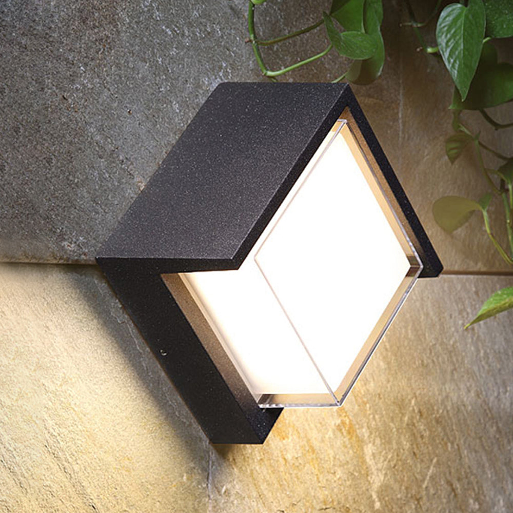Ray Modern Round/Rectangular Metal/ Outdoor Wall Lamp, Black
