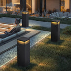 Ray Metal Rectangular Solar Outdoor Path Light, Black