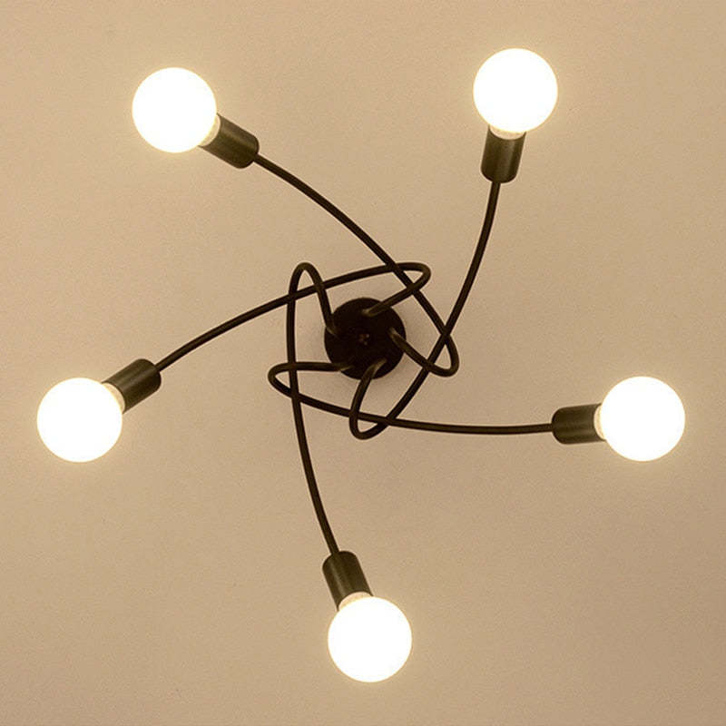 Arisha Modern Linear Curve Metal Ceiling Light, Dining Room/Living Room