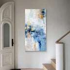 Coastal Gold & Blue Abstract Oil Painting