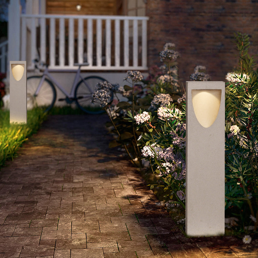 Ray Modern Stone Reflection Outdoor Path Light, Gray