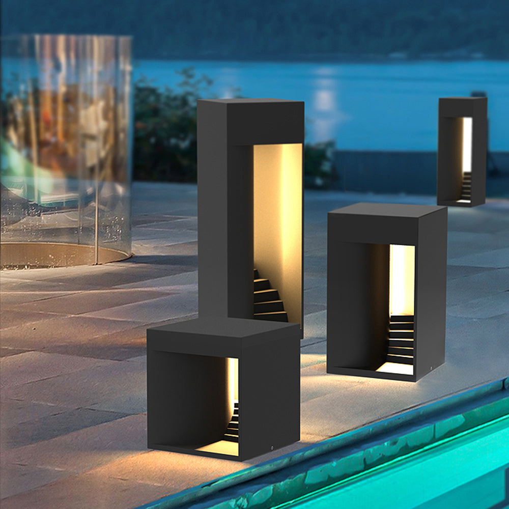 Ray Minimalist Waterproof Cuboid Rechargeable/Solar Lamp de Table, Black/White