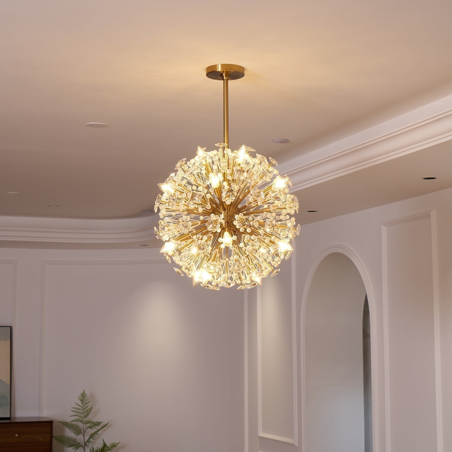 Aurora Chandelier Dickinson Gold Crystal Starburst