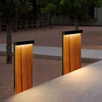 Ray Modern Metal Rectangular Outdoor Path Light, Wood