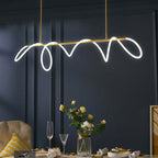 Arisha Curved & Linear Semi Flush Mount Ceiling Light, Gold