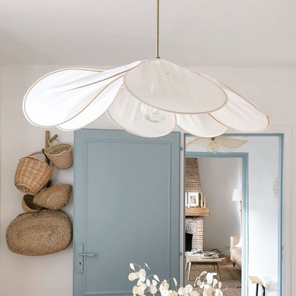 Ritta Pendant Light Vintage Rustic Wabi Sabi, Fabric, White/Brown