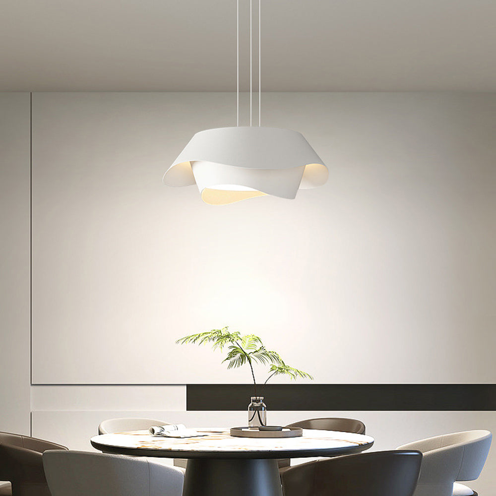 Arisha Art Deco Flower Shape Pendant Light, White