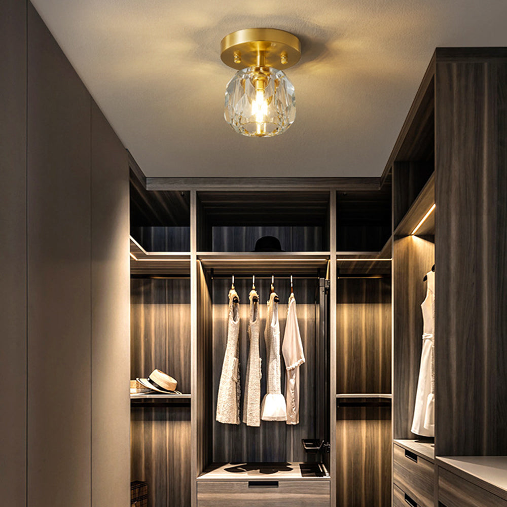 Kristy Luxury Diamond Metal/ Flush Mount Ceiling Light, Gold