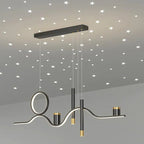 Arisha Modern Metal Linear Starry Night Pendant Light, Black