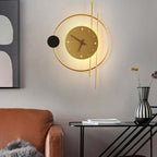 Arisha Wall Lamp Clock, Black & Gold