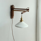 Muto Vintage Dome Ceramic/Wood Wall Lamp, Walnut/Wood/Clear