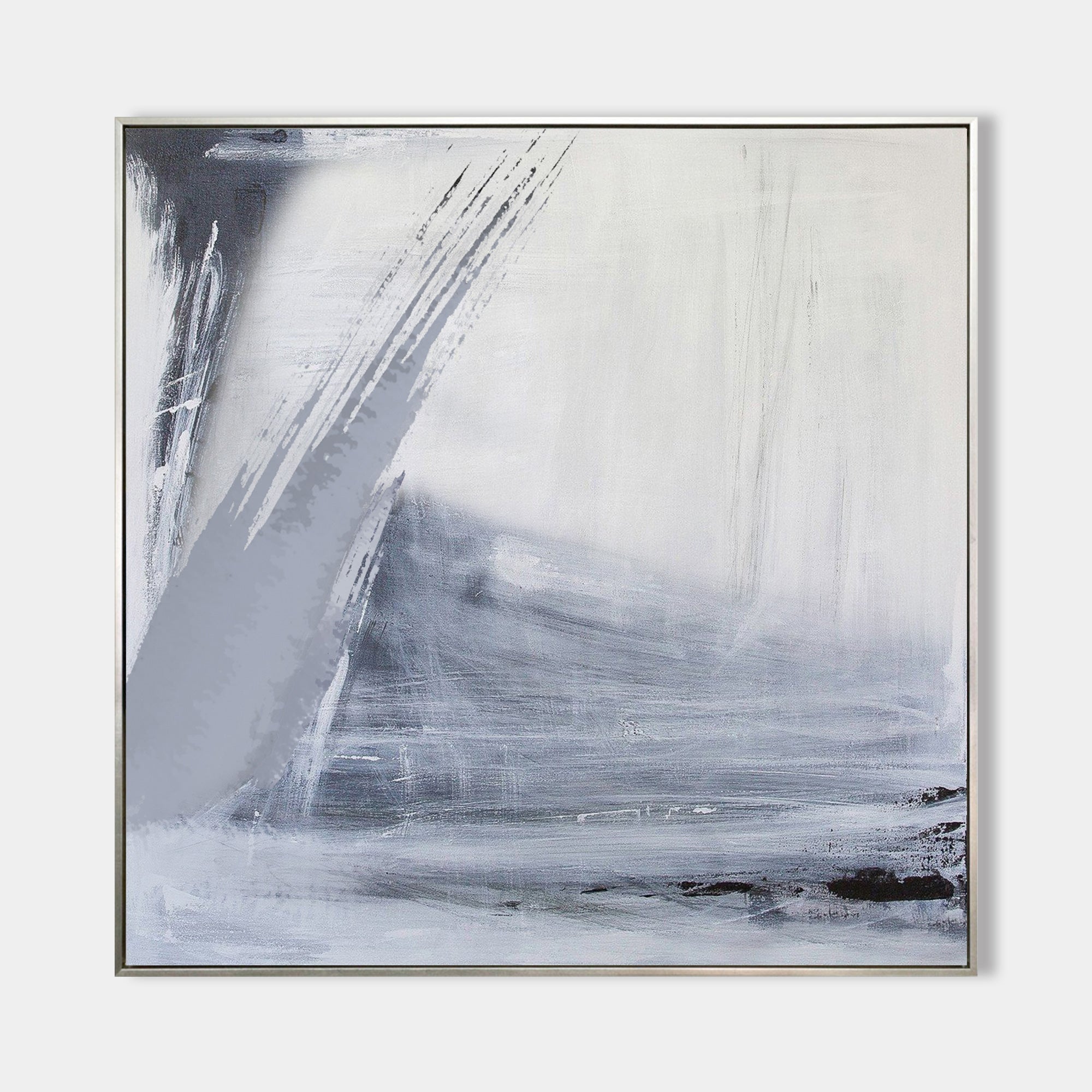 Gray White Minimalist Abstract Oil Painting