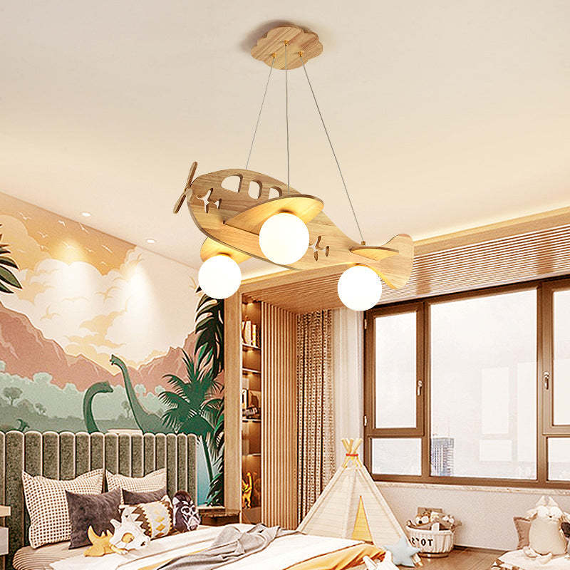 Arisha Vintage Airplane Shape Pendant Light, Wood