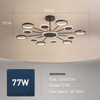 Arisha Modern Led Chandelier, Geometric, Black Dimmable