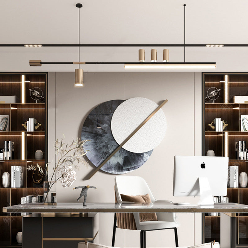 Arisha Modern Minimalist Liner  Pendant Light, Gold/Black 5 Head