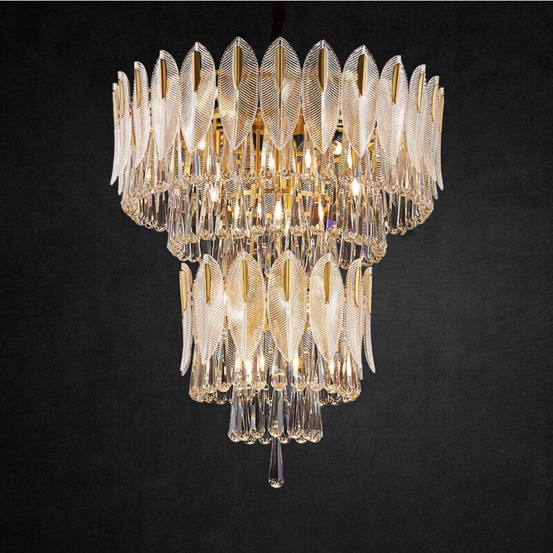 Arisha Luxury Feather Crystal Chandelier, Living Room