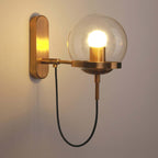 Silva Rustic Retro Glass Globe Wall Lamp, Black/Bronze