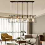 Arisha Rustic Farmhouse Geometry  3/5 Light Pendant Light, Black