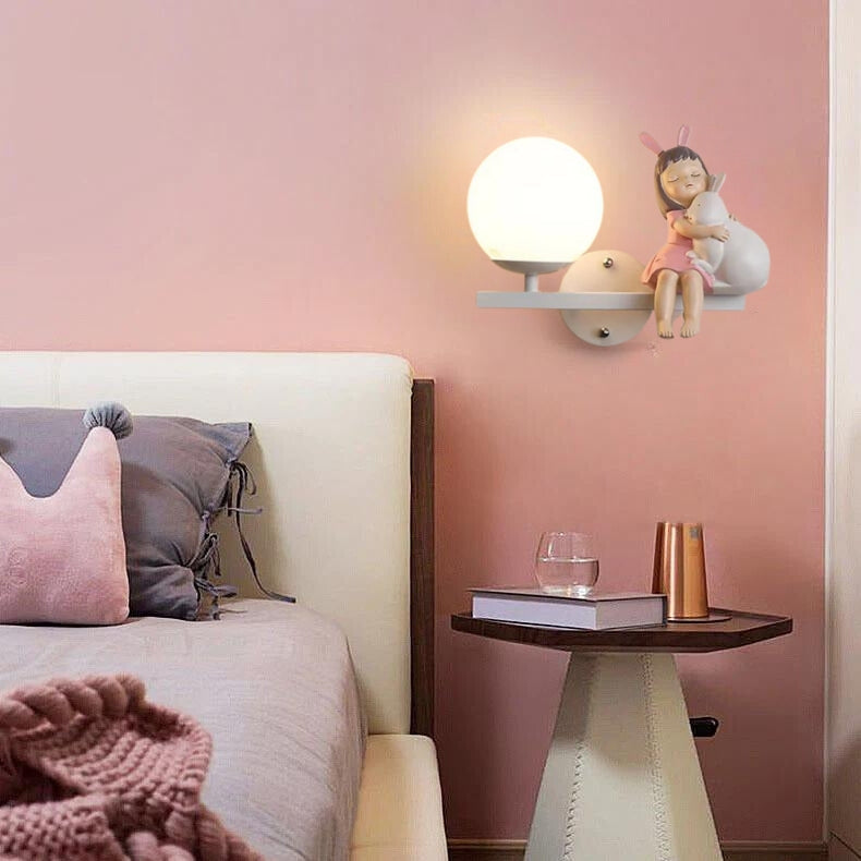 Aria Modern Metal/Glass Wall lamp, White & Pink