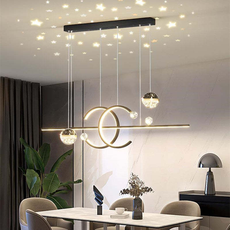 Arisha Pendant Light Double-C, Gold/Black Starry-sky