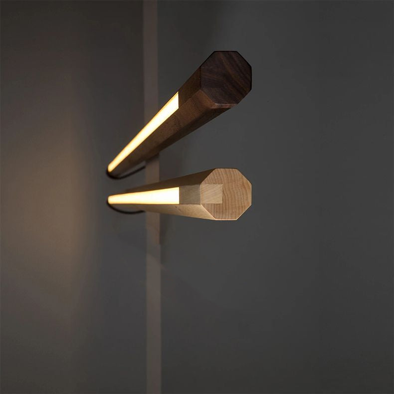 Ozawa Minimalist Linear Floor Lamp, Wood/, Living Room