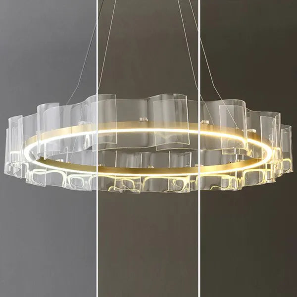 Arisha Creative Ring Metal/Arcylic Pendant Light, Gold