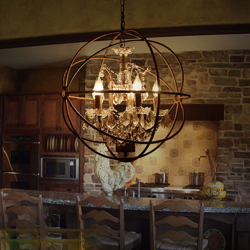 Kristy Rustic Vintage Candle Metal Pendant Light Black/Rust Bedroom