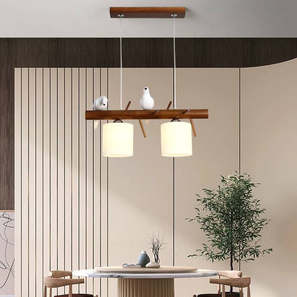 Muto Bird Pendant Light Wood, 2/3 Heads