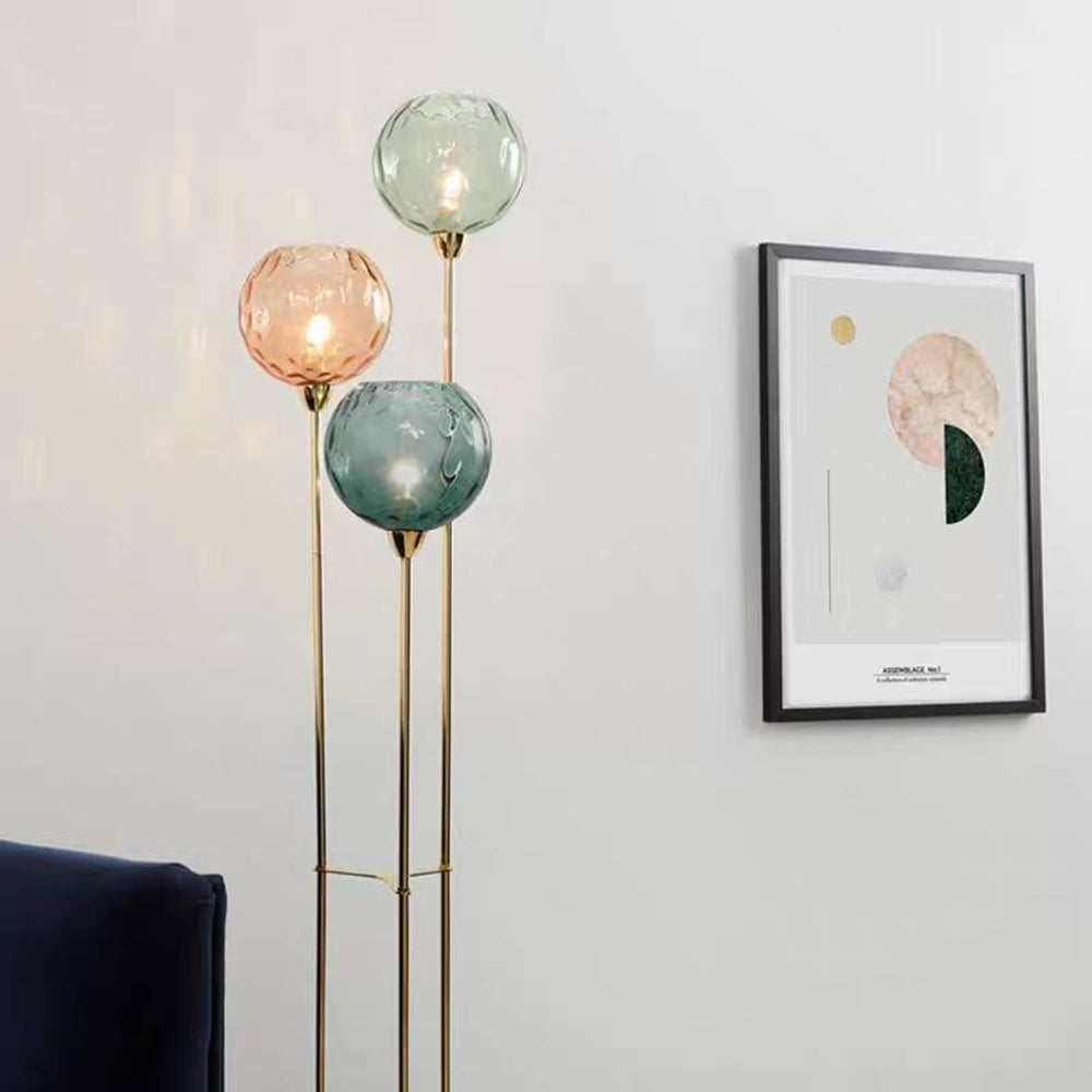 Mira Designer Bubble Floor Lamp, Metal/Glass