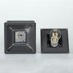 Ray Modern Rectangular Metal Glass Outdoor Lamp, Black/Black-Gold