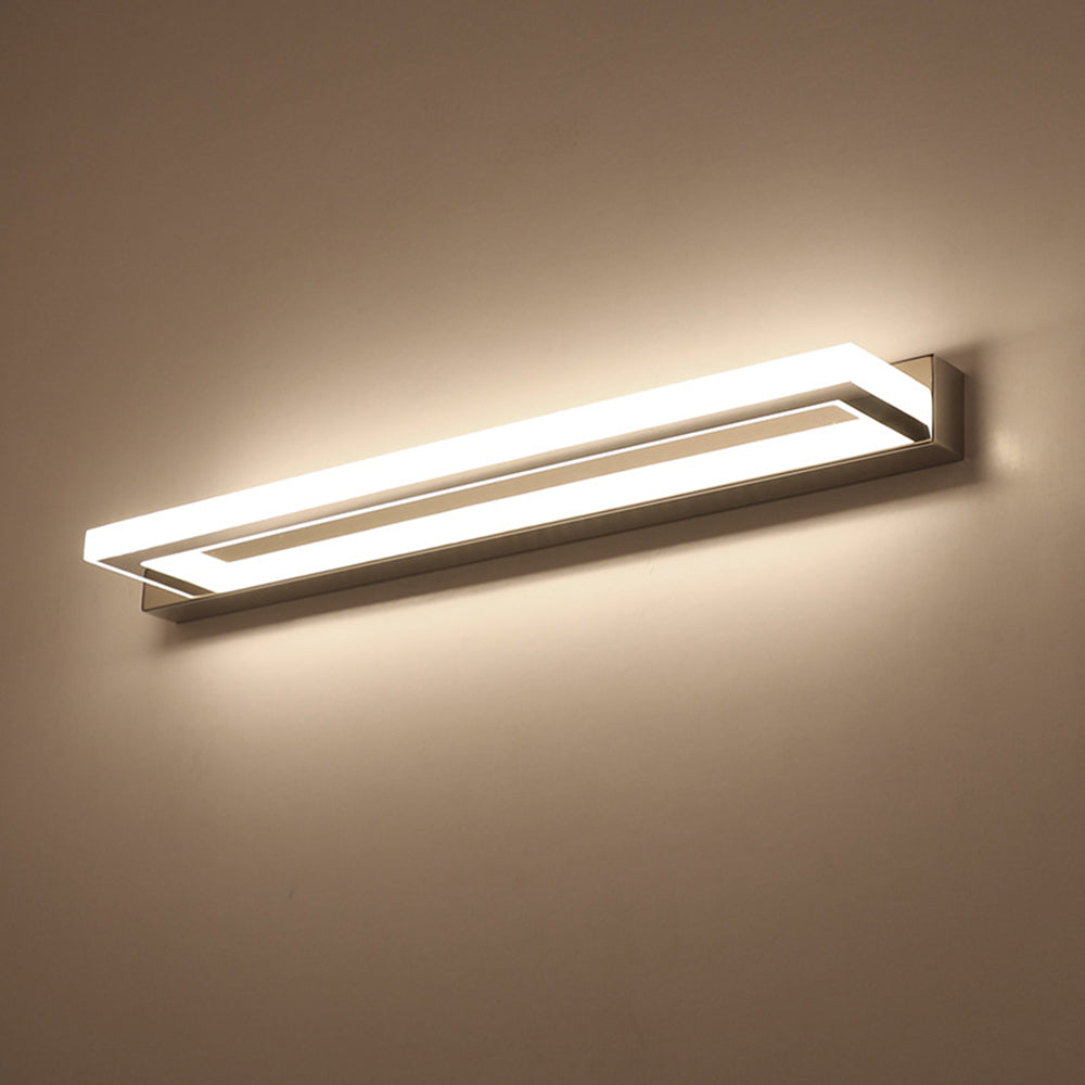 Arisha Elegant Rectangular Mirror Front Vanity Sliver White Wall Light