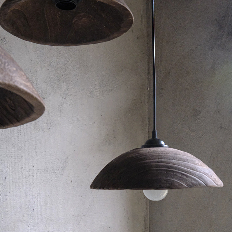 Silva Modern LED Pendant Light Brown Wood Living Room Bedroom