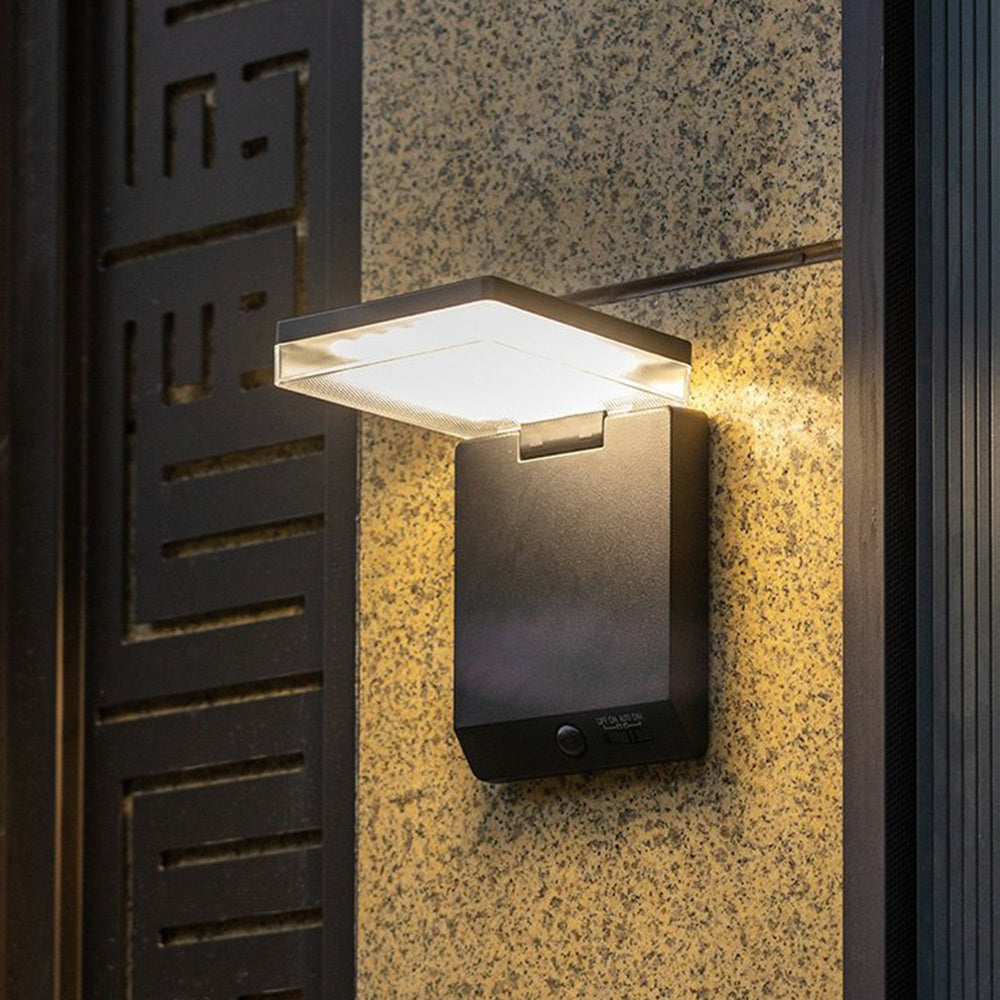 Ray Modern Minimalist Right-Angle Sensor Solar Waterproof Outdoor Wall Lamp, Black