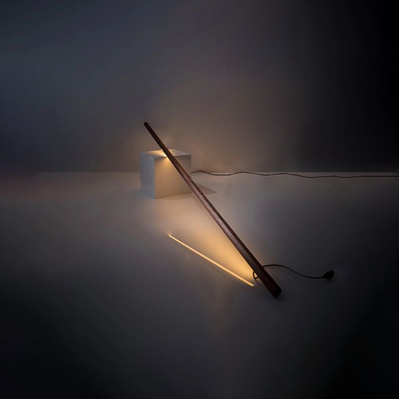 Ozawa Minimalist Linear Floor Lamp, Wood/, Living Room