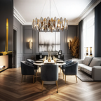 Kristy Crystal Chandelier LED Elliptical Glass/Metal Gold Living Room