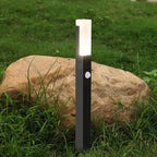 Ray Modern Metal Rectangular Outdoor Path Light With Sensor, Black