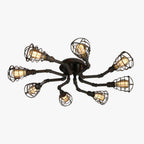 Alessio Industrial Flush Mount Ceiling Light, Black/Brass