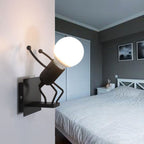 Arisha Modern Decorative Man Metal Wall Lamp, White/Black