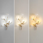 Olivia Decorative Flower in Golden White Ceramic Wall Lamp