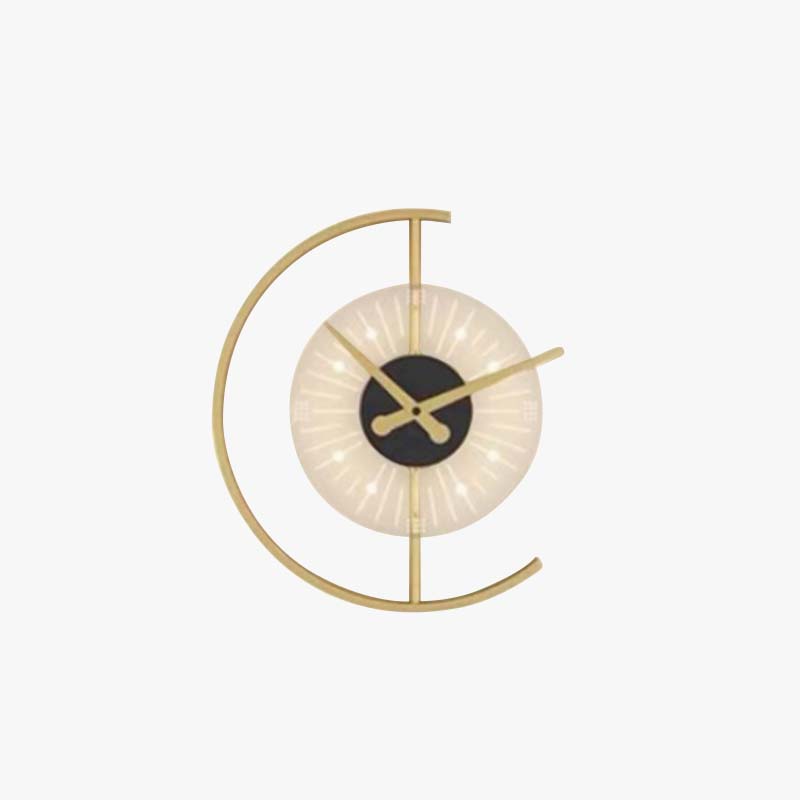 Arisha Modern Clock Metal/ LED Wall Lamp, Black/Gold
