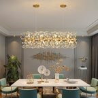Arisha Luxury Lineal/Flower Chandelier, Gold, Metal/Crystal