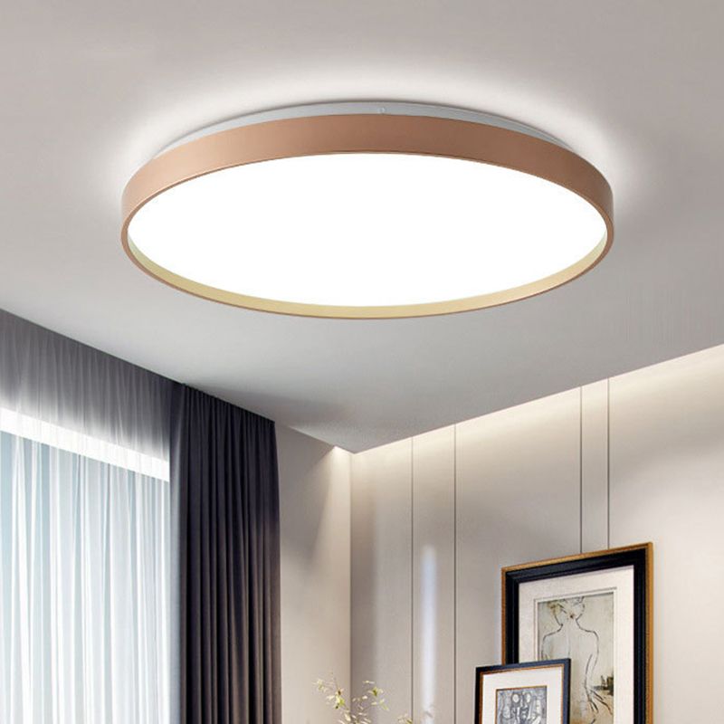 Arisha Minimalist Round Metal/ Flush Mount Ceiling Light, White/Coffee/Grey/Gold