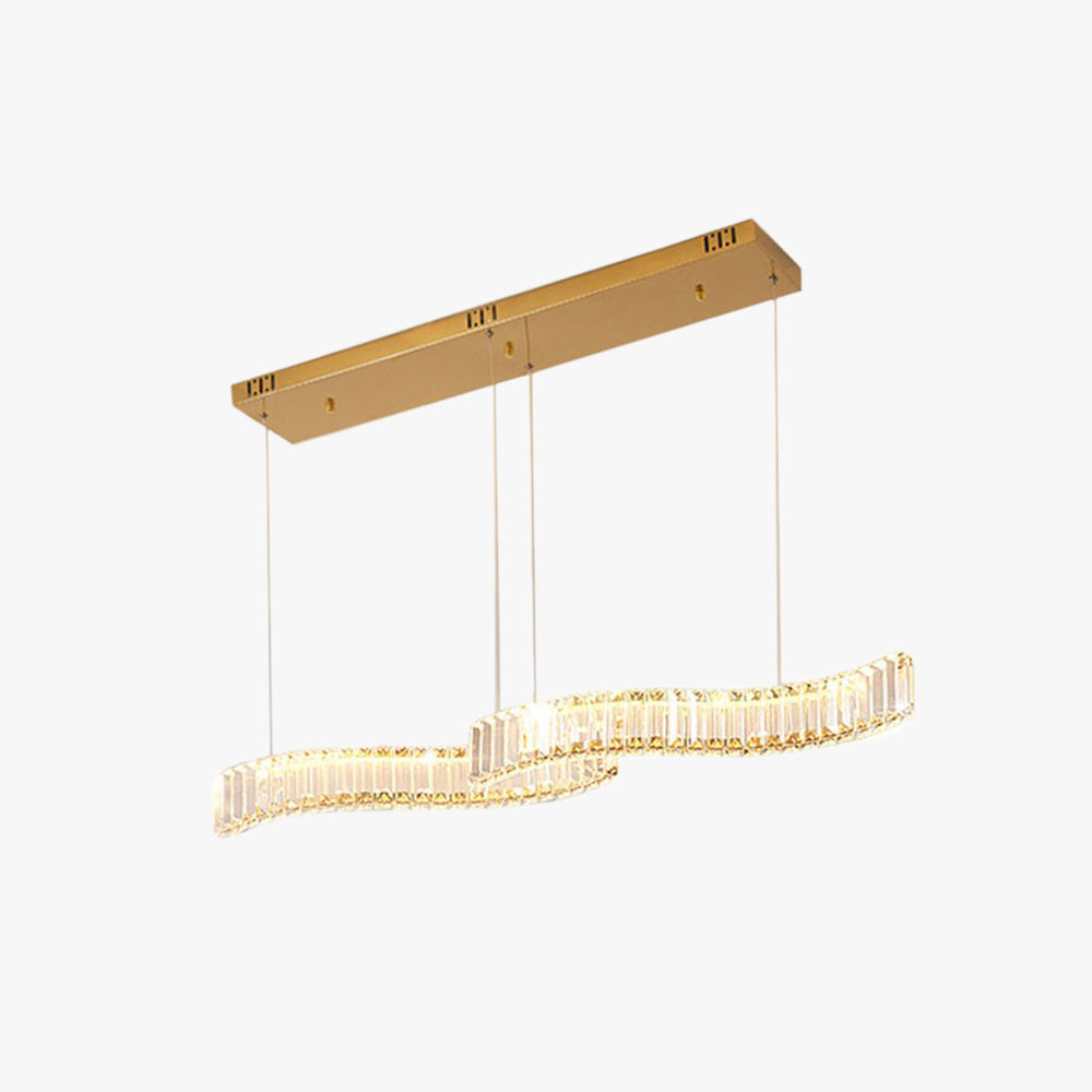 Kristy Luxury Wave Crystal/Metal Pendant Light, Silver/Gold