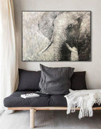 Monochrome Elephant Oil Painting